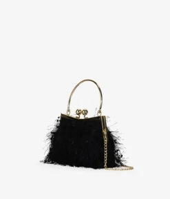 Bosanova Sac Minaudières | Petits Sacs | Sac de fête noir avec douille et poignée en métal