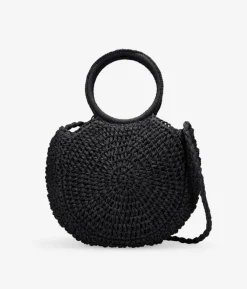 Bosanova Sacs À Bandoulière | Sacs Raphia Et Crochet | Sac demi-lune en raphia noir avec anses