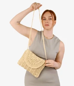 Bosanova Sacs À Bandoulière | Sacs Raphia Et Crochet | Sac en raphia beige à rabat