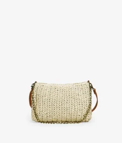 Bosanova Sacs Raphia Et Crochet | Sacs Porté Épaule | Sac en raphia beige avec chaîne