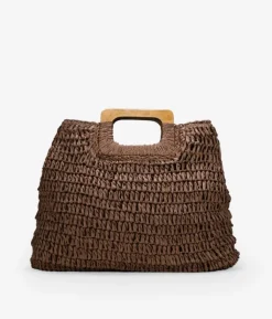 Bosanova Sacs Raphia Et Crochet | Sacs À Main | Sac en raphia marron avec anses en bois