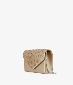 Bosanova Petits Sacs | Sac Minaudières | Sac en satin doré avec diamants