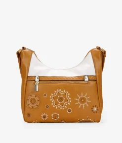 Bosanova Sacs À Bandoulière | Sac marron avec broderie et fermeture éclair