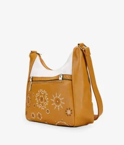 Bosanova Sacs À Bandoulière | Sac marron avec broderie et fermeture éclair