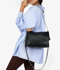 Bosanova Petits Sacs | Sacs À Bandoulière | Sac noir avec rabat et chaîne