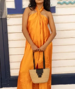 Bosanova Sacs Raphia Et Crochet | Sacs Porté Épaule | Sac porté épaule à rabat marron clair