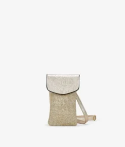 Bosanova Sacs À Bandoulière | Sacs Raphia Et Crochet | Sac pour téléphone portable doré à rabat
