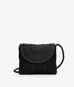 Bosanova Sacs À Bandoulière | Sacs Raphia Et Crochet | Sac raphia noir à rabat