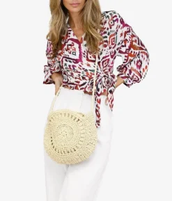 Bosanova Sacs Raphia Et Crochet | Sac rond en raphia beige