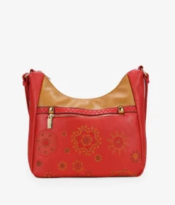 Bosanova Sacs À Bandoulière | Sac rouge avec broderie et fermeture éclair