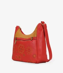 Bosanova Sacs À Bandoulière | Sac rouge avec broderie et fermeture éclair