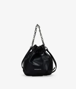 Bosanova Sacs À Bandoulière | Petits Sacs | Sac seau noir avec chaîne et poignée croisée