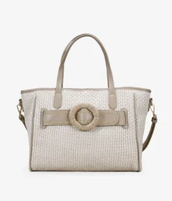 Bosanova Sacs Shopper | Sacs Raphia Et Crochet | Sac shopping beige avec ceinture et fermeture éclair