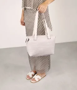 Bosanova Sacs Shopper | Sacs Raphia Et Crochet | Sac shopping taupe avec fermeture éclair
