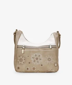 Bosanova Sacs À Bandoulière | Sac taupe avec broderie et fermeture éclair