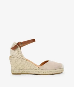 Bosanova Sandales Compensées | Chaussures En Cuir | SANDALE EN CROÛTE DE CUIR 16751 BEIGE CLAIR