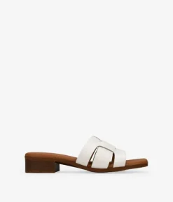 Bosanova Sandales Plates | Chaussures En Cuir | Sandales à bride arrière en cuir blanc à petit talon