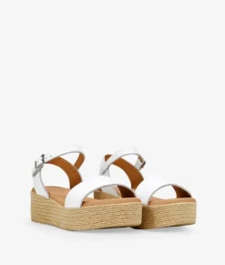 Bosanova Sandales Plateformes | Chaussures En Cuir | Sandales à plateforme en cuir blanc