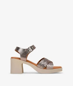 Bosanova Sandales À Talons | Chaussures En Cuir | Sandales à talon en cuir tressé métallisé