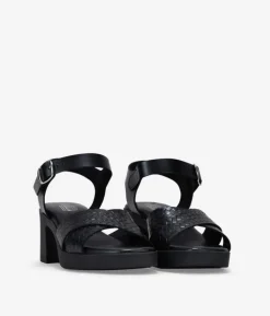 Bosanova Sandales À Talons | Chaussures En Cuir | Sandales à talon en cuir tressé noir