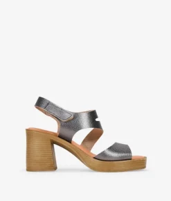 Bosanova Sandales À Talons | Chaussures En Cuir | Sandales à talon plomb en cuir avec fermeture velcro