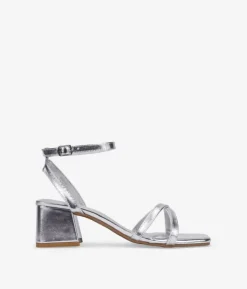 Bosanova Sandales À Talons | Chaussures De Fête | Sandales à talons argentées avec boucle