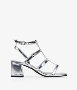 Bosanova Sandales À Talons | Chaussures De Fête | Sandales à talons argentées avec brides et boucle