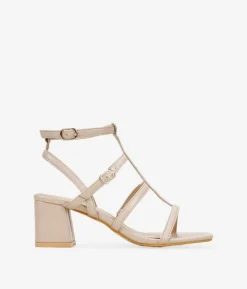 Bosanova Sandales À Talons | Chaussures De Fête | Sandales à talons beiges avec brides et boucle