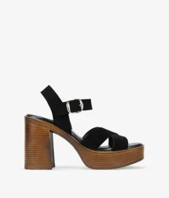 Bosanova Sandales À Talons | Chaussures En Cuir | Sandales à talons en cuir noir avec fermeture à boucle