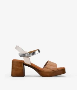 Bosanova Sandales À Talons | Chaussures En Cuir | Sandales à talons en cuir taupe avec fermeture à boucle