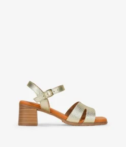 Bosanova Sandales À Talons | Chaussures En Cuir | Sandales à talons en cuir doré avec bracelet