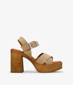 Bosanova Sandales À Talons | Chaussures En Cuir | Sandales à talons en cuir sable avec fermeture à boucle