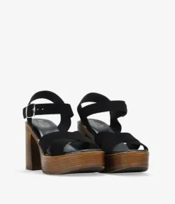 Bosanova Sandales À Talons | Chaussures En Cuir | Sandales à talons en cuir noir avec fermeture à boucle