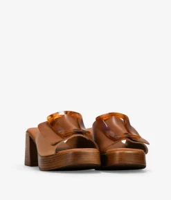 Bosanova Sandales À Talons | Chaussures En Cuir | Sandales à talons en cuir avec boucle marbrée