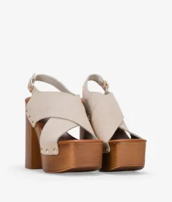 Bosanova Sandales À Talons | Sandales Plateformes | Sandales à talons en cuir beige