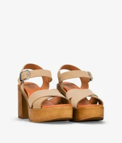 Bosanova Sandales À Talons | Chaussures En Cuir | Sandales à talons en cuir sable avec fermeture à boucle