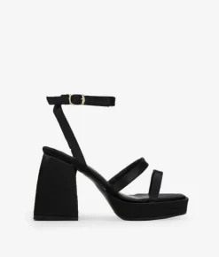 Bosanova Sandales À Talons | Chaussures De Fête | Sandales à talons en satin noir
