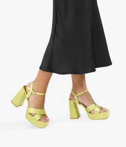 Bosanova Sandales À Talons | Sandales Plateformes | Sandales à talons en satin citron vert