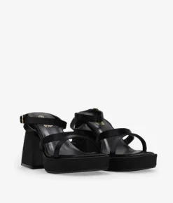 Bosanova Sandales À Talons | Chaussures De Fête | Sandales à talons en satin noir