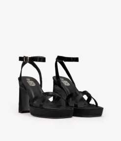 Bosanova Sandales À Talons | Chaussures De Fête | Sandales à talons en satin noir