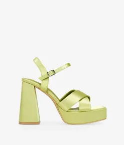 Bosanova Sandales À Talons | Sandales Plateformes | Sandales à talons en satin citron vert