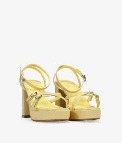 Bosanova Sandales À Talons | Chaussures De Fête | Sandales à talons jaunes avec boucles