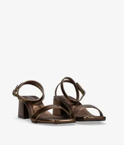 Bosanova Sandales À Talons | Chaussures De Fête | Sandales à talons marron métallisé avec boucle