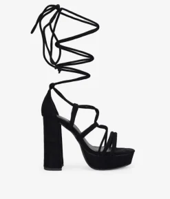 Bosanova Sandales À Talons | Sandales Plateformes | Sandales à talons noires à lacets