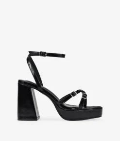 Bosanova Sandales À Talons | Chaussures De Fête | Sandales à talons noires avec boucles