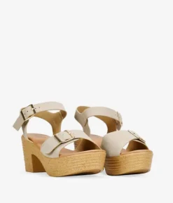 Bosanova Sandales Spartiates | Sandales À Talons | Sandales beiges à boucles et talon effet sparte