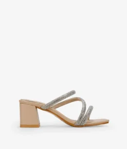 Bosanova Sandales À Talons | Chaussures De Fête | Sandales beiges à brillants