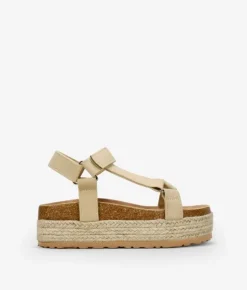 Bosanova Sandales Spartiates | Sandales De Sport | Sandales beiges avec herbe sparte et velcro