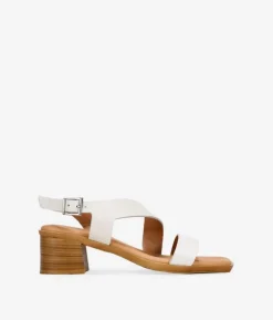 Bosanova Sandales À Talons | Chaussures En Cuir | Sandales blanches à talon effet bois