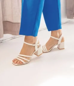 Bosanova Sandales À Talons | Chaussures De Fête | Sandales blanches à talon large